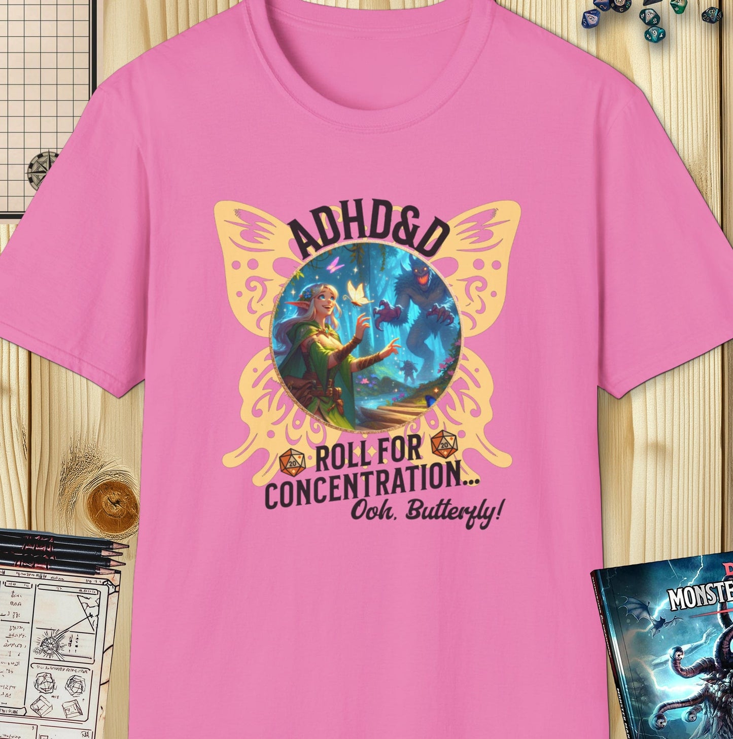 ADHD&D Dungeons and Dragons T-Shirt for those with a little ADHD!