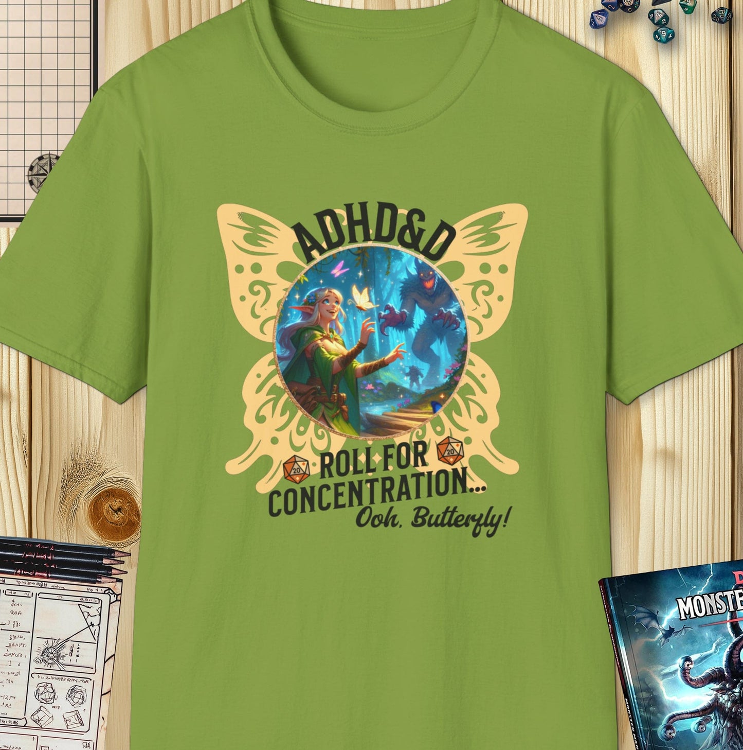 ADHD&D Dungeons and Dragons T-Shirt for those with a little ADHD!