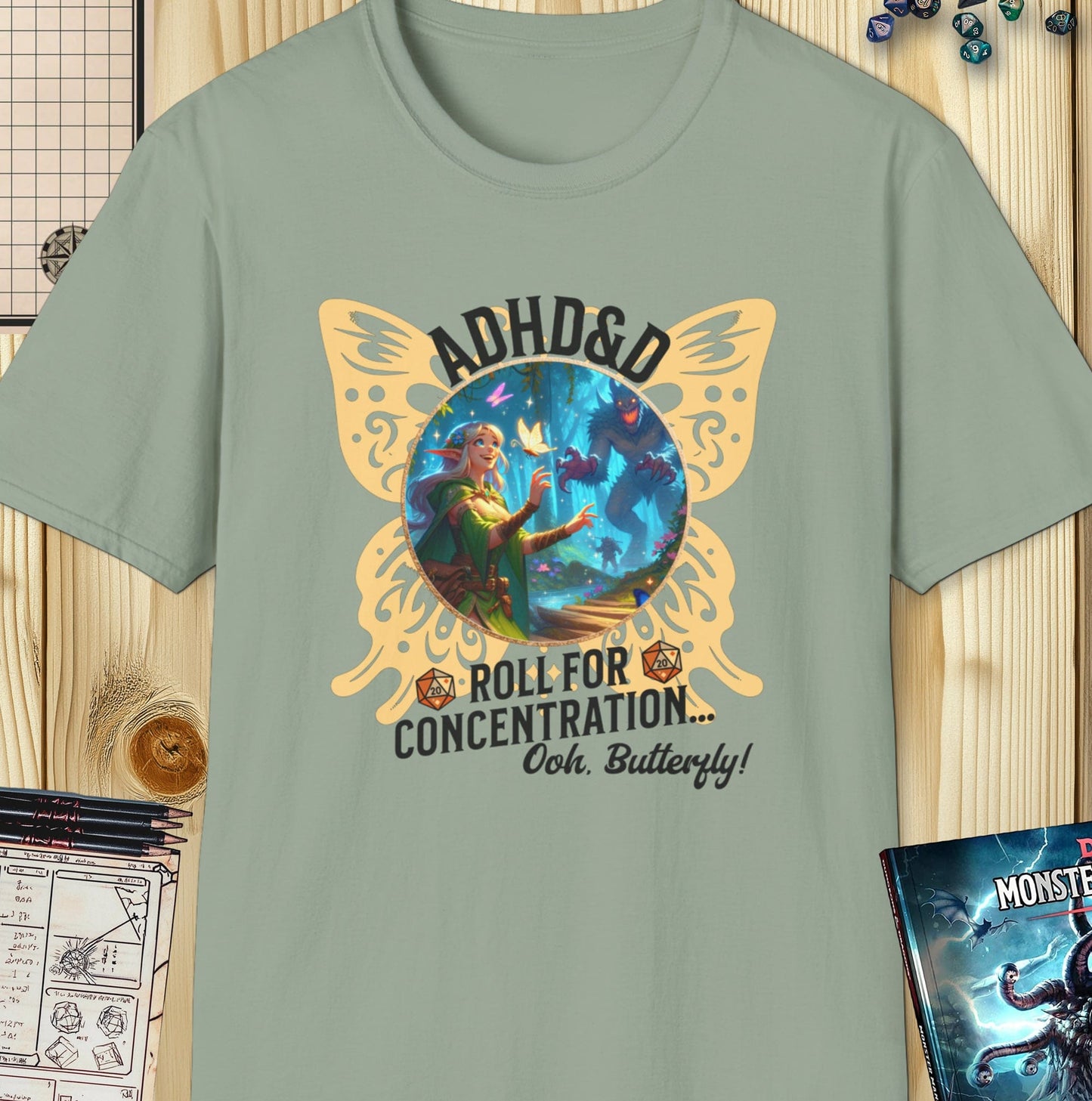 ADHD&D Dungeons and Dragons T-Shirt for those with a little ADHD!