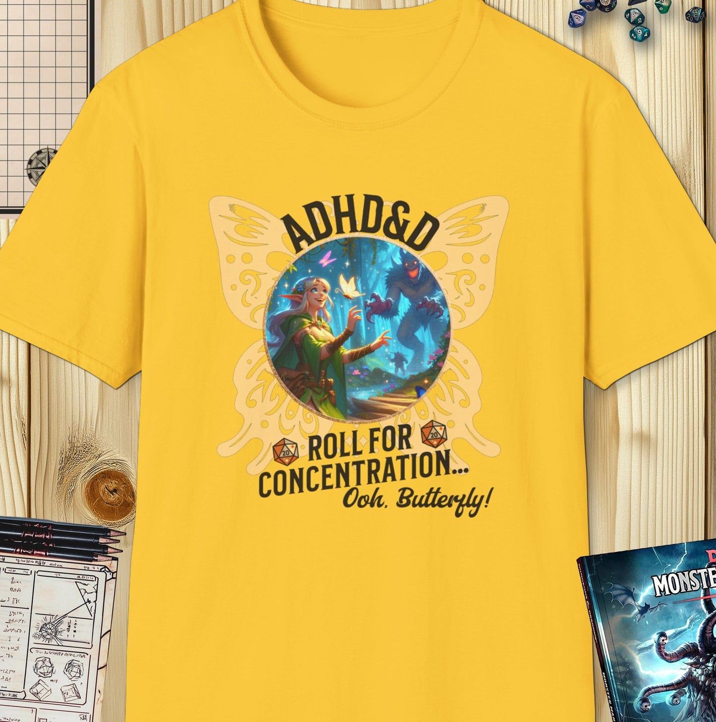 ADHD&D Dungeons and Dragons T-Shirt for those with a little ADHD!