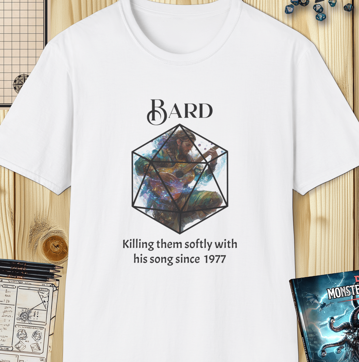 Bard D&D Tee – Killing Them Softly Funny Bard Dungons and Dragons T-Shirt