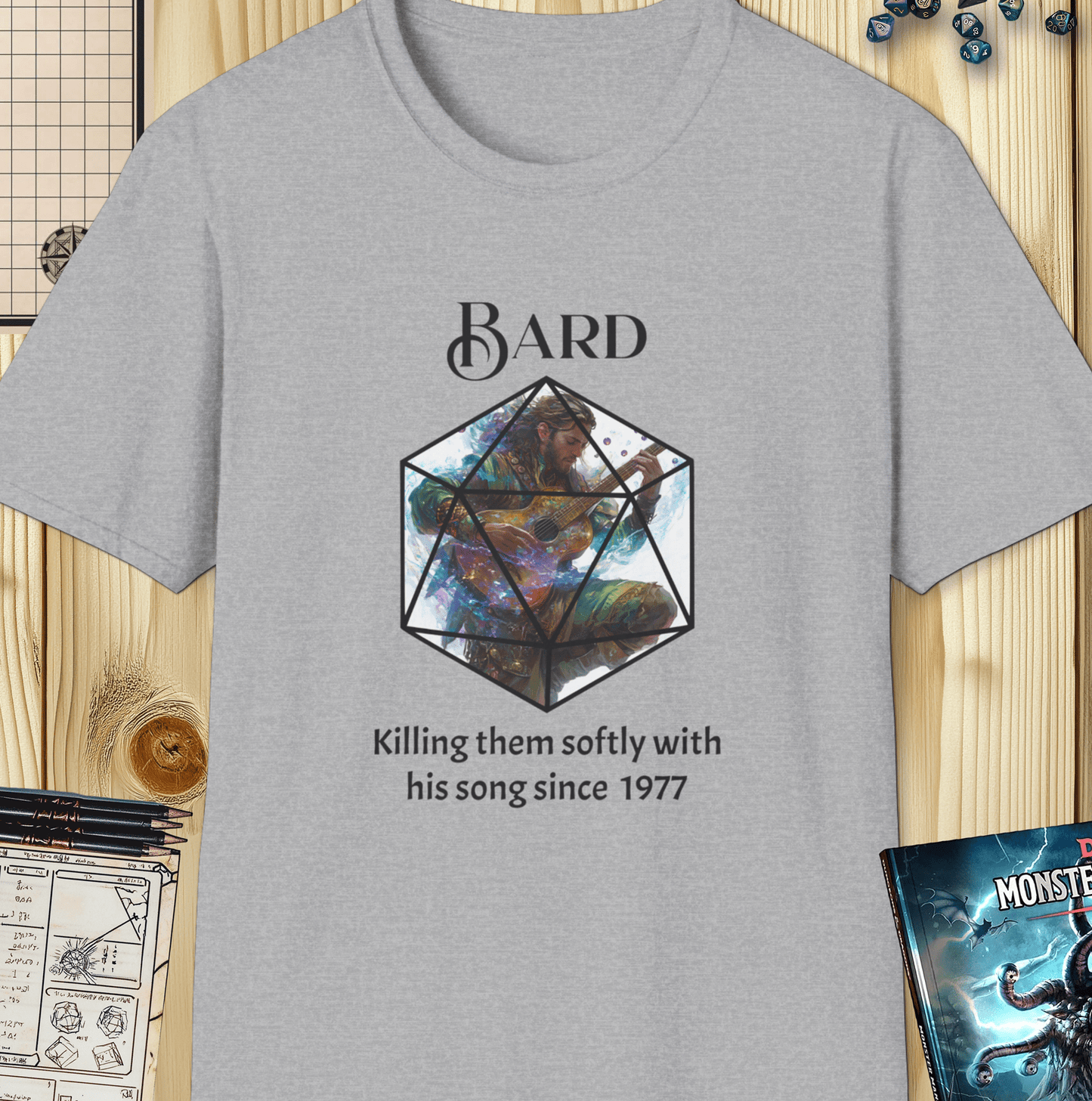 Bard D&D Tee – Killing Them Softly Funny Bard Dungons and Dragons T-Shirt