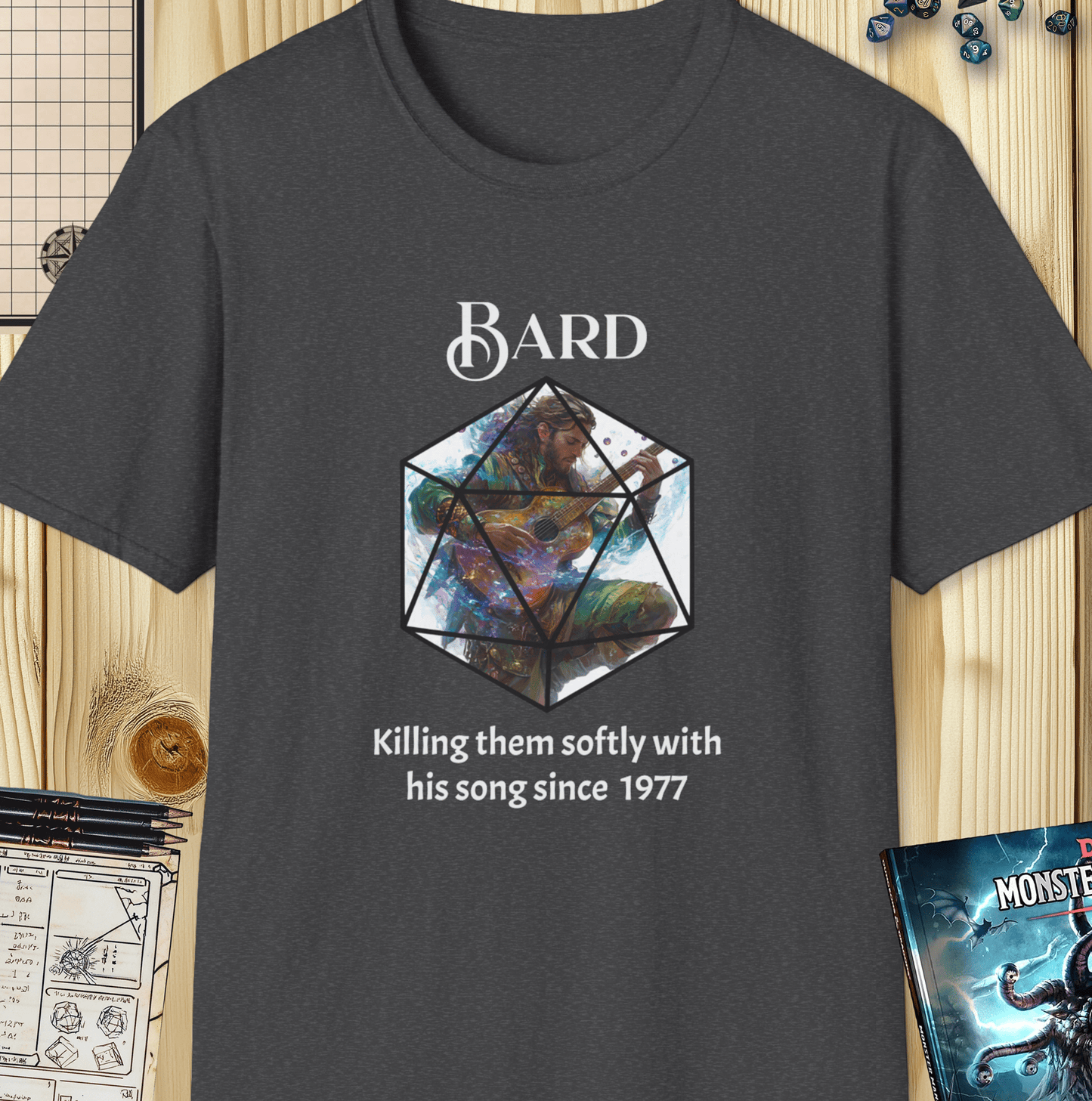 Bard D&D Tee – Killing Them Softly Funny Bard Dungons and Dragons T-Shirt