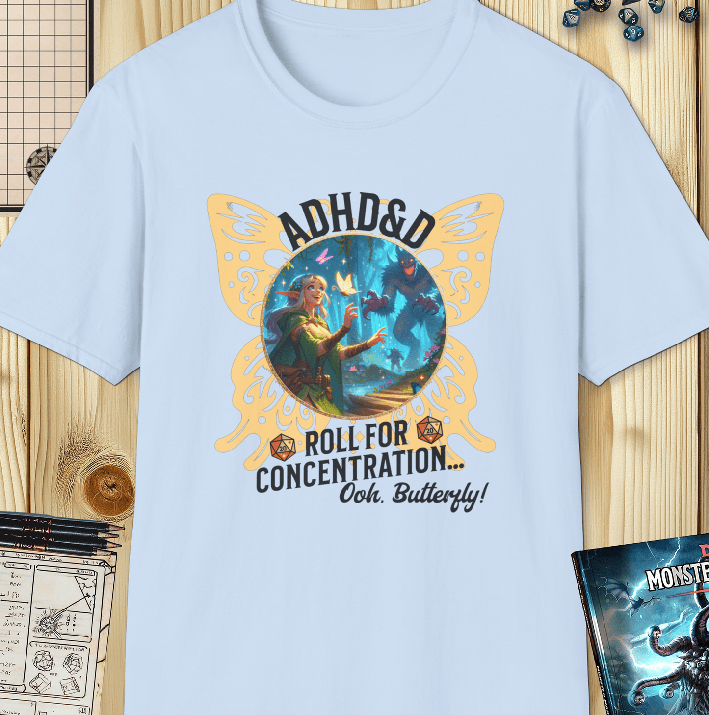 ADHD&D Dungeons and Dragons T-Shirt for those with a little ADHD!