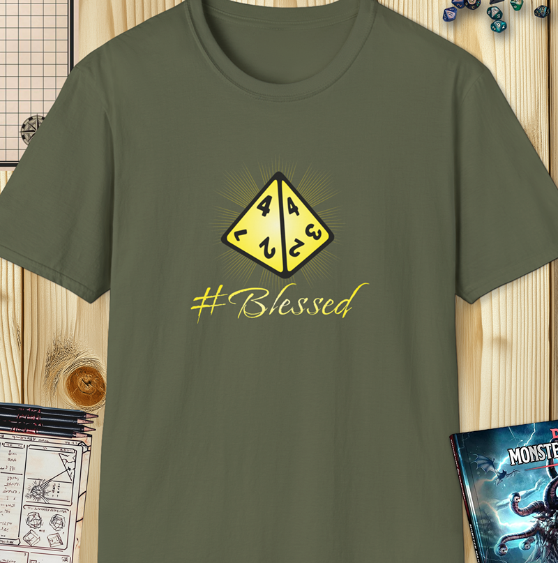 #Blessed D&D Shirt – Funny Bless Spell Design with D4