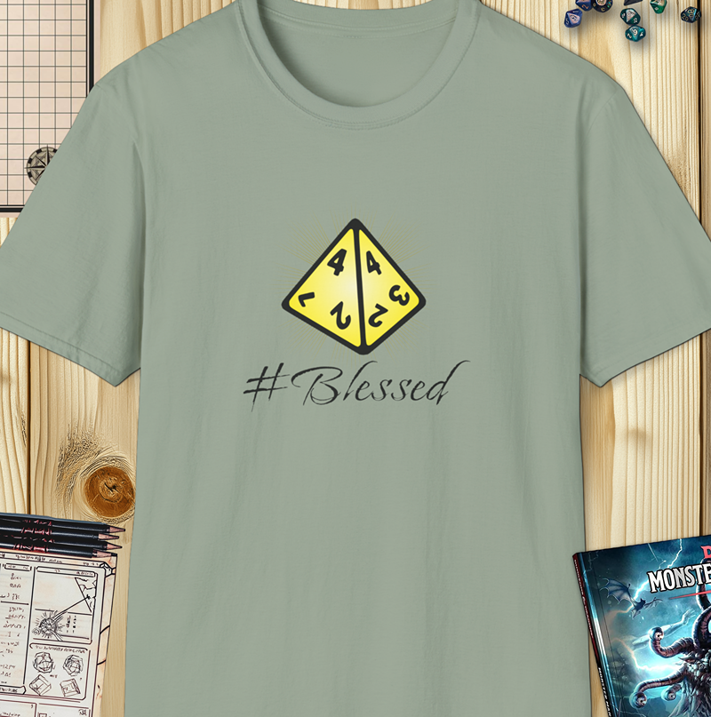 #Blessed D&D Shirt – Funny Bless Spell Design with D4